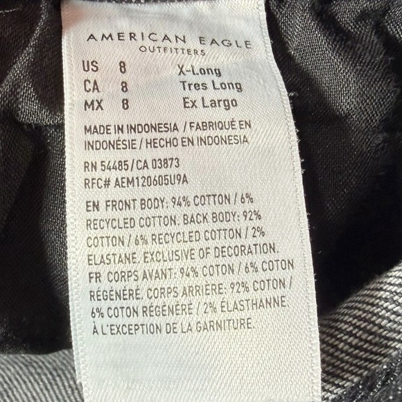 American Eagle Strigid Mom Jeans Women's Size 8 X-Long Black High Rise Denim - Picture 3 of 7